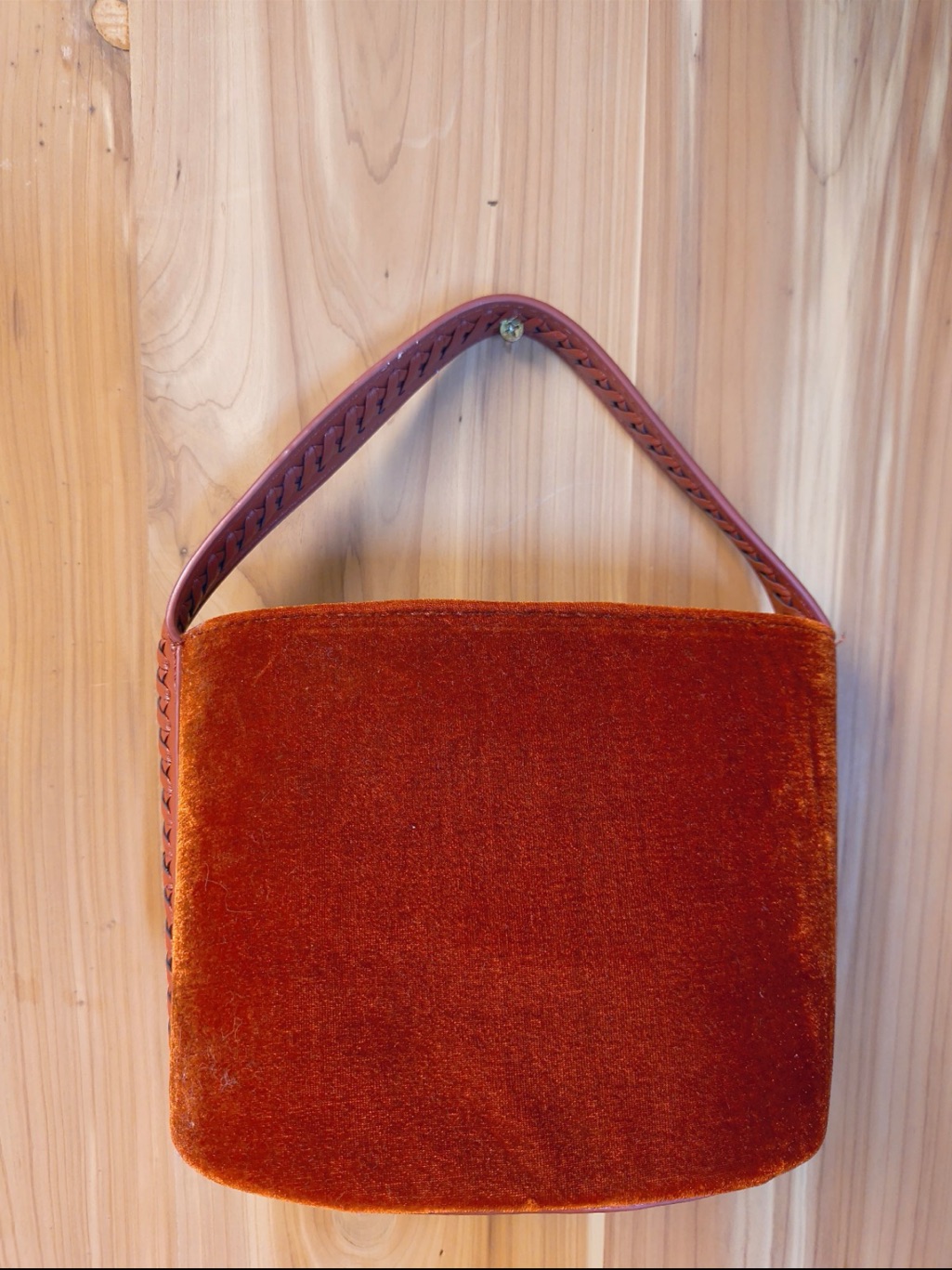 Free People Structured Velvet Top-Handle Bag In Rust